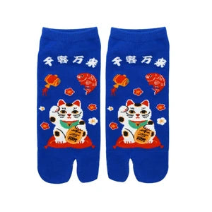 Socks Tabi Maneki neko  Blue 36-42