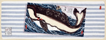 Charger l&#39;image dans la galerie, Hand Towel Tenugui Giant Whale Ukiyoe by Kuniyoshi
